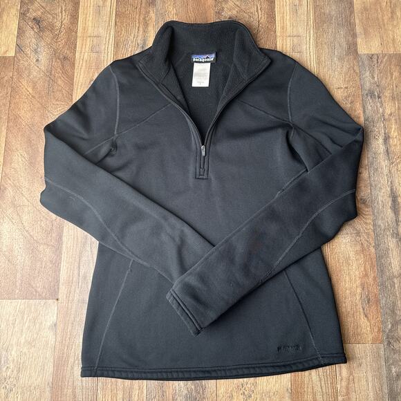Vintage 90s Patagonia Jacket Women's Small Black Polartec Fleece 1/4 Zip 5372 - Picture 1 of 14
